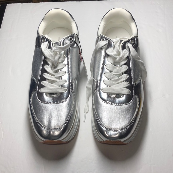 zara silver platform sneakers